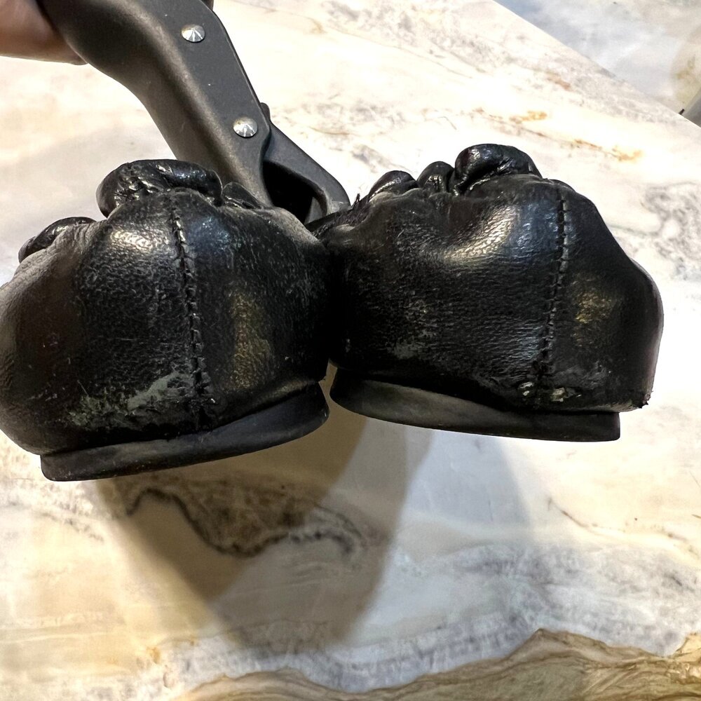 Tory Burch Reva Leather Black Silver Logo Ballet Flats Shoe Women's 6.5 - Picture 8 of 16